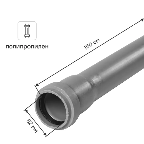 Труба для внутренней канализации Политэк 32x1.8 мм 1.5 м полипропилен