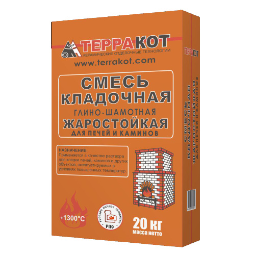 Смесь кладочная глино-шамотная жаростойкая Терракот 20 кг
