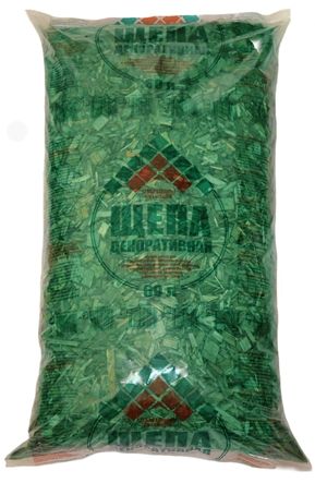 Щепа, мульча зеленая декоративная 60 л
