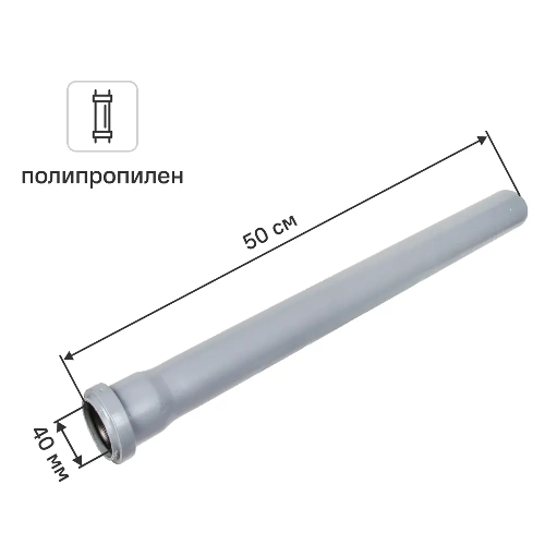 Труба для внутренней канализации Политэк 40x1.8 мм 0.5 м полипропилен