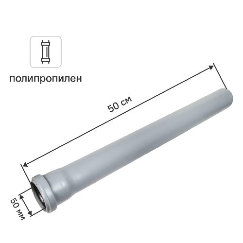 Труба для внутренней канализации Политэк 50x1.8 мм 0,5 м полипропилен