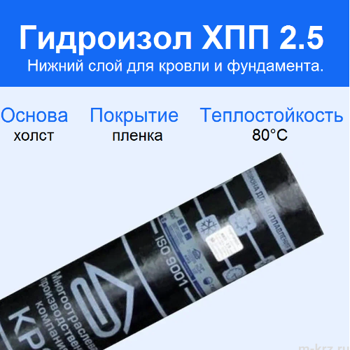 Гидроизол ХПП 2.5 (стеклохолст) 9 м²