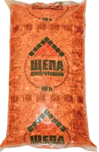 Щепа, мульча оранжевая декоративная 60 л
