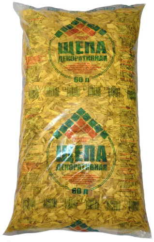 Щепа, мульча желтая декоративная 60 л