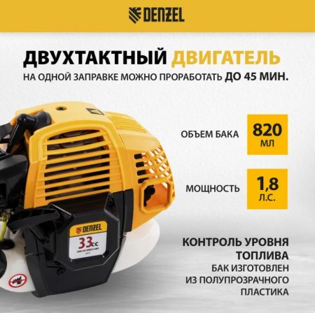 Бензиновый триммер Denzel DR-33S купить в магазине стройматериалов Евсей Павловский Посад с доставкой по Московской области, в города Павловский Посад, Электросталь, Дрезна, Ликино-Дулево, Орехово-Зуево, Бензиновый триммер Denzel DR-33S каталог стройматериалов евсейстрой, заказ Бензиновый триммер Denzel DR-33S на сайте с доставкой 