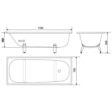 Стальная ванна White Wave Classic 170x75 см, пристенная, на ножках купить в магазине стройматериалов Евсей Павловский Посад с доставкой по Московской области, в города Павловский Посад, Электросталь, Дрезна, Ликино-Дулево, Орехово-Зуево, Стальная ванна White Wave Classic 170x75 см, пристенная, на ножках каталог стройматериалов евсейстрой, заказ Стальная ванна White Wave Classic 170x75 см, пристенная, на ножках на сайте с доставкой 