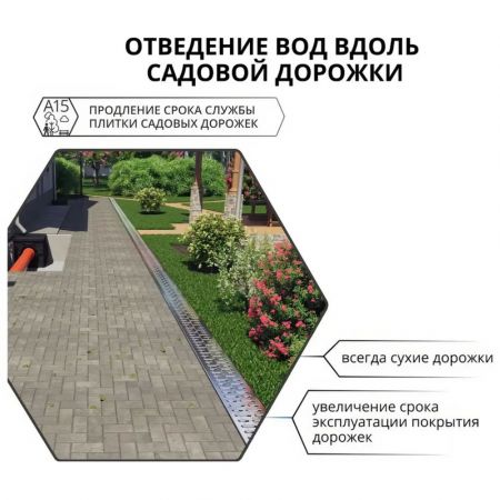 Комплект Gidrolica Лайт лоток водоотводный пластиковый с решеткой стальной оцинкованной (08096) купить в магазине стройматериалов Евсей Павловский Посад с доставкой по Московской области, в города Павловский Посад, Электросталь, Дрезна, Ликино-Дулево, Орехово-Зуево, Комплект Gidrolica Лайт лоток водоотводный пластиковый с решеткой стальной оцинкованной (08096) каталог стройматериалов евсейстрой, заказ Комплект Gidrolica Лайт лоток водоотводный пластиковый с решеткой стальной оцинкованной (08096) на сайте с доставкой 
