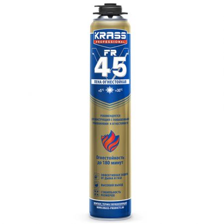 Пена монтажная огнестойкая KRASS Professional FR V45 750 Мл купить в магазине стройматериалов Евсей Павловский Посад с доставкой по Московской области, в города Павловский Посад, Электросталь, Дрезна, Ликино-Дулево, Орехово-Зуево, Пена монтажная огнестойкая KRASS Professional FR V45 750 Мл каталог стройматериалов евсейстрой, заказ Пена монтажная огнестойкая KRASS Professional FR V45 750 Мл на сайте с доставкой 