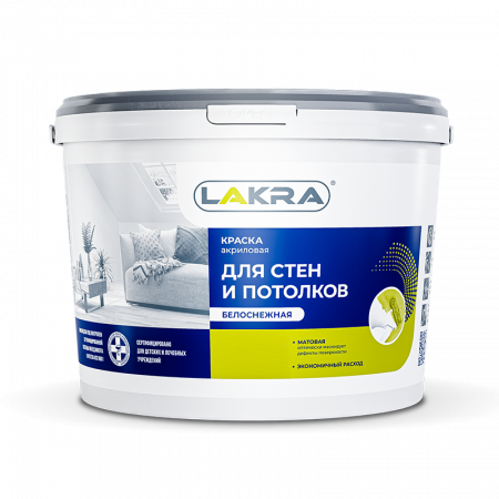 Краска акриловая для стен и потолков ЛАКРА белоснежная 1,3 кг купить в магазине стройматериалов Евсей Павловский Посад с доставкой по Московской области, в города Павловский Посад, Электросталь, Дрезна, Ликино-Дулево, Орехово-Зуево, Краска акриловая для стен и потолков ЛАКРА белоснежная 1,3 кг каталог стройматериалов евсейстрой, заказ Краска акриловая для стен и потолков ЛАКРА белоснежная 1,3 кг на сайте с доставкой 