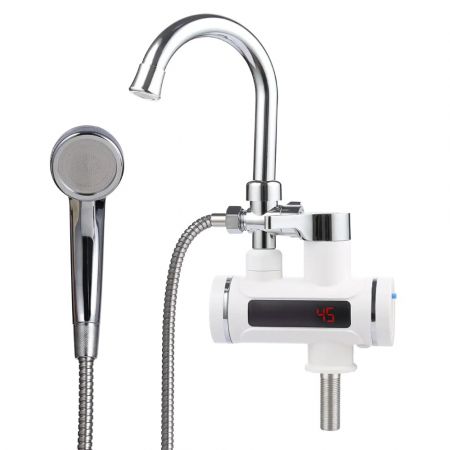 Проточный кран-водонагреватель UNIPUMP BEF-001-03 с дисплеем и душевой лейкой купить в магазине стройматериалов Евсей Павловский Посад с доставкой по Московской области, в города Павловский Посад, Электросталь, Дрезна, Ликино-Дулево, Орехово-Зуево, Проточный кран-водонагреватель UNIPUMP BEF-001-03 с дисплеем и душевой лейкой каталог стройматериалов евсейстрой, заказ Проточный кран-водонагреватель UNIPUMP BEF-001-03 с дисплеем и душевой лейкой на сайте с доставкой 