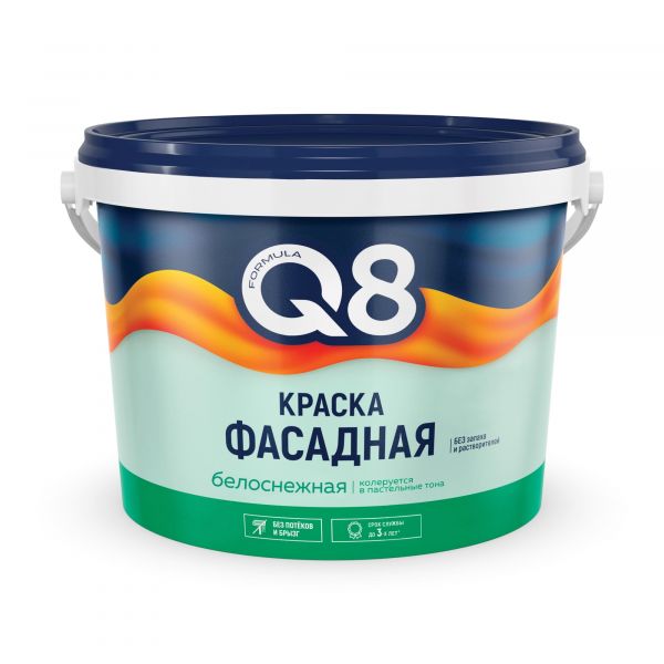 Краска акриловая фасадная Formula Q8 Белая 4,5 кг купить в магазине стройматериалов Евсей Павловский Посад с доставкой по Московской области, в города Павловский Посад, Электросталь, Дрезна, Ликино-Дулево, Орехово-Зуево, Краска акриловая фасадная Formula Q8 Белая 4,5 кг каталог стройматериалов евсейстрой, заказ Краска акриловая фасадная Formula Q8 Белая 4,5 кг на сайте с доставкой 