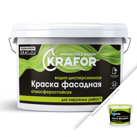 Краска акриловая водно-дисперсионная KRAFOR фасадная 3 кг купить в магазине стройматериалов Евсей Павловский Посад с доставкой по Московской области, в города Павловский Посад, Электросталь, Дрезна, Ликино-Дулево, Орехово-Зуево, Краска акриловая водно-дисперсионная KRAFOR фасадная 3 кг каталог стройматериалов евсейстрой, заказ Краска акриловая водно-дисперсионная KRAFOR фасадная 3 кг на сайте с доставкой 