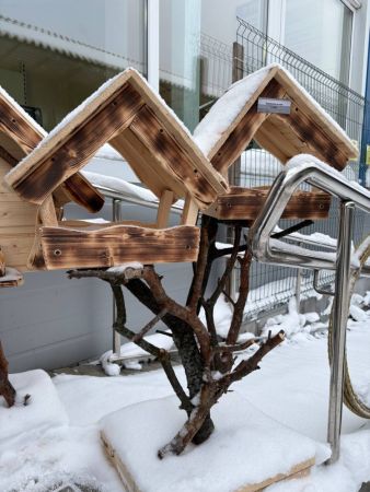 Кормушка на пне купить в магазине стройматериалов Евсей Павловский Посад с доставкой по Московской области, в города Павловский Посад, Электросталь, Дрезна, Ликино-Дулево, Орехово-Зуево, Кормушка на пне каталог стройматериалов евсейстрой, заказ Кормушка на пне на сайте с доставкой 