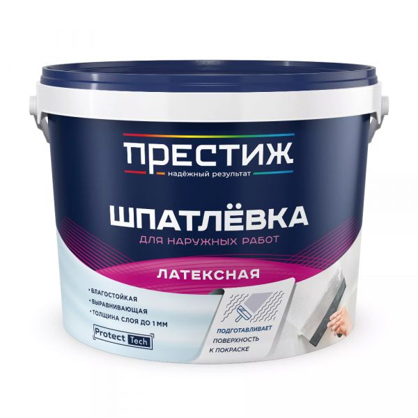 Шпатлевка латексная Престиж для наружных работ 14 кг купить в магазине стройматериалов Евсей Павловский Посад с доставкой по Московской области, в города Павловский Посад, Электросталь, Дрезна, Ликино-Дулево, Орехово-Зуево, Шпатлевка латексная Престиж для наружных работ 14 кг каталог стройматериалов евсейстрой, заказ Шпатлевка латексная Престиж для наружных работ 14 кг на сайте с доставкой 