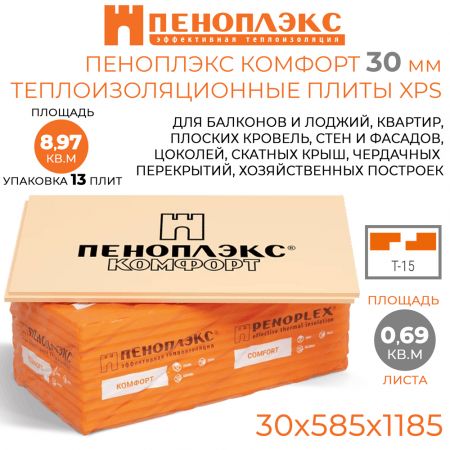 Утеплитель Пеноплэкс Комфорт 30х585х1185 мм купить в магазине стройматериалов Евсей Павловский Посад с доставкой по Московской области, в города Павловский Посад, Электросталь, Дрезна, Ликино-Дулево, Орехово-Зуево., Утеплитель Пеноплэкс Комфорт 30х585х1185 мм 
 каталог стройматериалов евсейстрой, заказ Утеплитель Пеноплэкс Комфорт 30х585х1185 мм на сайте с доставкой 